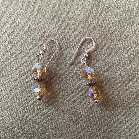 Yellow Crystal Earrings - Picture 3 of 4